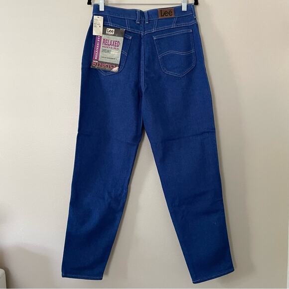 Vintage 80s Deadstock Lee Relaxed Riders High Waist Jeans Pepper Stretch Blue - Picture 2 of 9
